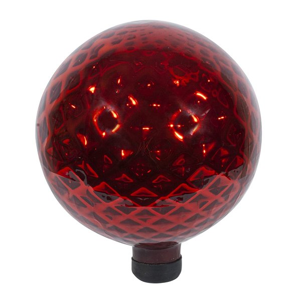 Echo Valley 8815 Diamond Embossed Gazing Globe for Home, Garden, or Patio Decoration, Red, 10 inches