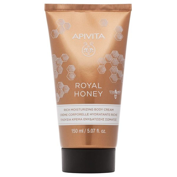 Apivita Royal Honey Rich Moisturizing Body Cream with Shea Butter, Beeswax, Cocoa Butter & Vitamin E - Moisturizer that Hydrates, Nourishes & Maintain Skin Elasticity, 5.07 Fl Oz