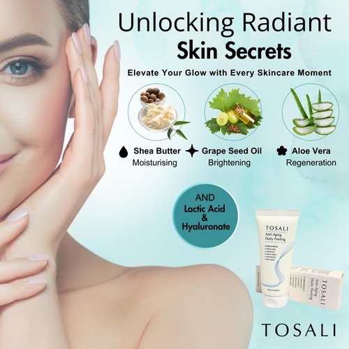 Tosali Anti-Aging Daily Peeling, Facial Cleanser, with Exfoliating, Hydrating and Anti-Aging Benefits for Women All Skin Types 6.8 Fl.oz (200ml)