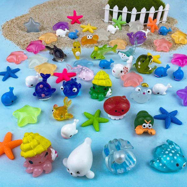 HAVAGDTM Mini Animal Figures Mini Duck Figures Miniature Garden Decor for Miniature Garden Landscape Pots Dollhouse DIY Handmade Birthday Party Favor (Ocean)