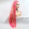 Micro Braided Wigs for Black Women Colorful Red Pink Blonde Handmade Braids Lace Front Wigs Long Synthetic Realistic Braiding Wig with Natural Hairline Gluless Natural Hairline Cosplay Party 28 inch