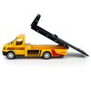 Flatbed Truck Toy Rescue Tow Truck Transport Trailer Car Carrier Metal Diecast Pull Back Vehicles 2 in 1 Vehicle Playset Toy Trucks for Boys Kids Toddlers Birthday Gifts for Age 3 4 5 6, Yellow