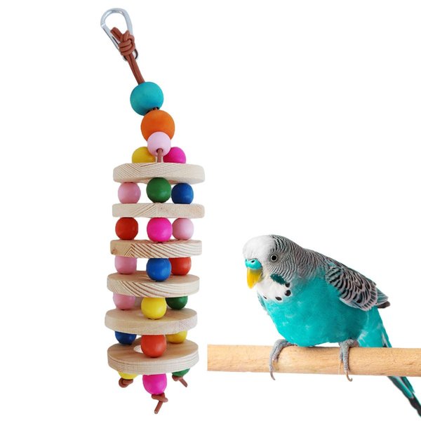 Paxikaka Bird Chewing Toy Wooden Hanging String Colorful Bird Climb Ladder Toys