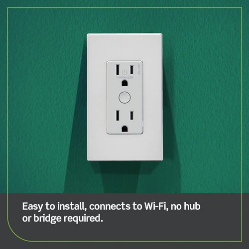 Leviton Decora Smart Outlet, Tamper-Resistant 15A, Wi-Fi 2nd Gen, Works with My Leviton, Alexa, Google Assistant, Apple Home/Siri & Wire-Free Companions for Switched Outlet, D215R-2RW, White