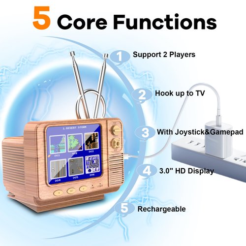 E-MODS GAMING Handheld Game Console Built in168 Video Game for Kids Party Favors 3.0 Inch Screen Retro Game Console Support Two-Player Gamepad Birthday Gift for Children/Adult