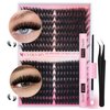 EYDEVRO Fluffy Lash Clusters Kit 80D100D Volume Lash Extension Kit 280 Pcs Left/Right Eyelash Extensions kit D Curl Thick Mega Lash Clusters with Waterproof Lash Bond and Seal and Lash Tweezers
