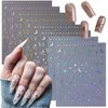 Moon Star Nail Stickers- 8Sheets Metallic Nail Art Stickers 3D Self-Adhesive Shiny Laser Stars Nail Supplies Gold Silver Nail Designs Stickers Sun Stars Moon Nail Decals for Women DIY Nail Decorations