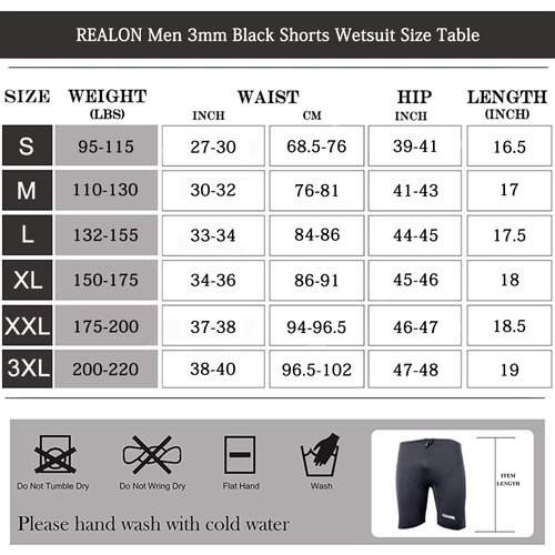 REALON Wetsuit Shorts Neoprene Men 3mm Buoyancy Swim Pants Adult Women Sweat Wet Suit Trunks Jammers Keep Warm Water Sport Aerobics for Swimming Surfing Snorkeling Diving Kayaking Scuba XL