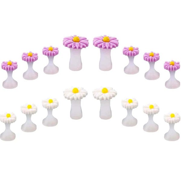 BlingKingdom 16pcs Daisy Toe Separators Silicone for Pedicure Nail Polish Gel Foot Toe Spacers Pedicures Nail Art Tools
