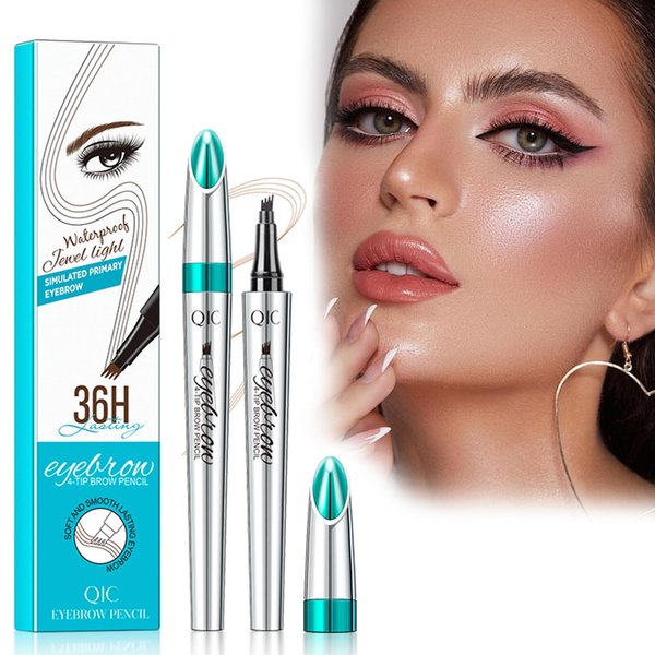 4-Tipped Microblading Eyebrow Pen, 2024 Upgraded 3D Waterproof Magic Eyebrow Pencil Contouring Pen, Long-Lasting Natural Fine Stroke Magic Eyebrow Pen (519C01#Light Brown)