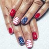 24Pcs Independence Day Press on Nails Short Star Fake Nails 4th of July False Nails American Flag Glitter Nails Design Glue on Nails Artificial Full Cover Glossy Patriotic Stick on Nails for Women