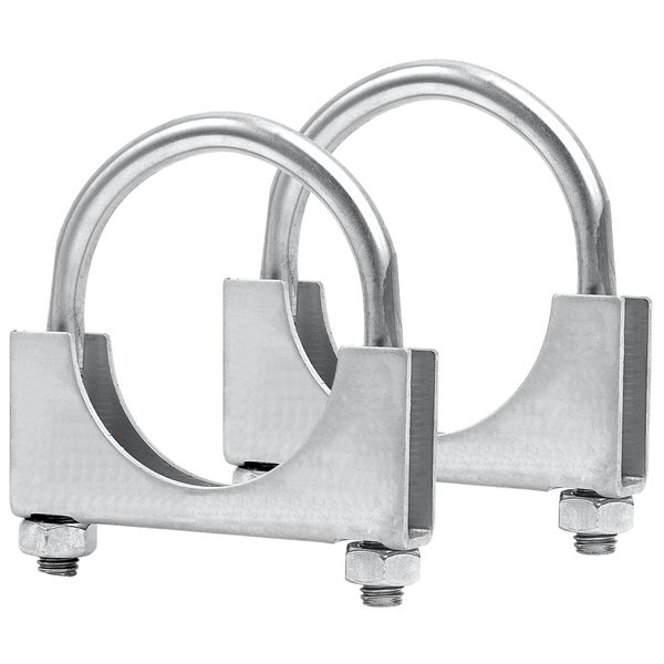 PALOZO 2-1/4 inch Heavy Duty U-Bolt Exhaust Clamp for 2.25" OD Exhaust Tail Pipe Diameter, Stainless Steel Muffler U-Bolt Clamps, Pack of 2