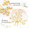 Foryysa Bridal Wedding Hair Pins for Women Gold Rhinestone Leave Headpiece Elegant Handmade Vine Headwear Sparkly Design (2 pcs)