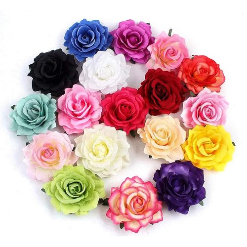 VEICOSTT Women Rose Flower Hair Clip Hair Accessories Flower Brooch Pin ZFJ11 (Fuchsia)
