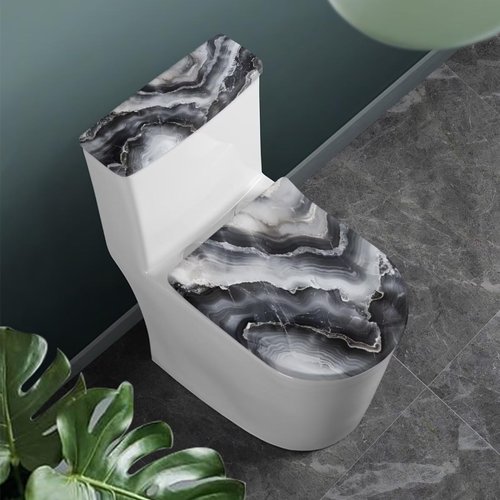 KUIFORTI Black Marble Toilet Cover for Bathroom Decor Toilet Tank Lid Cover 2 Pack Protective Home Indoor Decorations Universal Fits, Easy to Clean