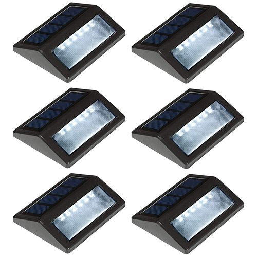 MaoTopCom Solar Deck Lights Outdoor 6 Pack, Waterproof LED Solar Step Lights for Stair Railing Patio Fence Wall Walkways, Daylight White