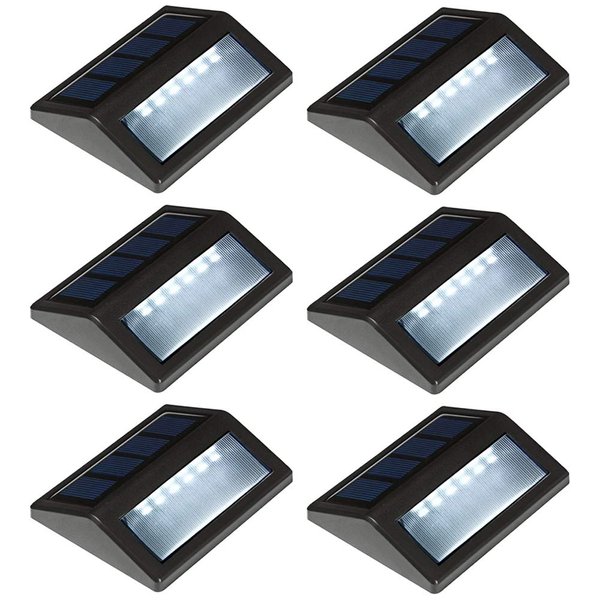 MaoTopCom Solar Deck Lights Outdoor 6 Pack, Waterproof LED Solar Step Lights for Stair Railing Patio Fence Wall Walkways, Daylight White