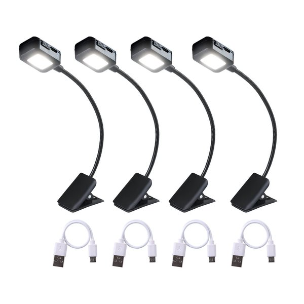 KunHe 4 Pack Rechargeable Book Light for Reading at Night in Bed,Small Mini Book Lights Easily Clip on to Books for Kids,Book Lovers