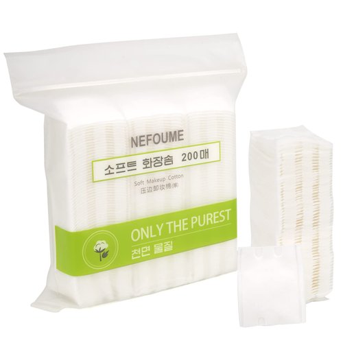 Makeup Remover Cotton Pads for Facial Eye Makeup and Nail Polish Removal, Square Cotton Puff, Double-Side Save Water, Soft, Lint-Free