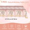 41Pcs 70th Birthday Decorations, Rose Gold Birthday Party Supplies Include 20Pcs Plates 20Pcs Napkins and 1Piece Tablecloth, Sweet Seventy Year Old Birthday Party Tableware for Girl Ladies Women
