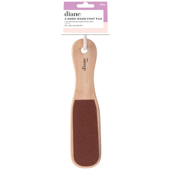 Diane 2-Sided Foot File – Smoother Feet and Callus Remover for Men and Women –Wood Handle – 10” x 2 3/8” – D932