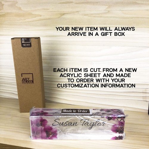 Artblox Office Desk Name Plate Personalized | Custom Name Plates for Desks on Acrylic Glass Decor | Office Desk Decor Nameplate | Desk Accessories | Black Stripe - (8" x 2.5")