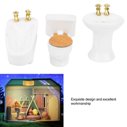1: 24 Dollhouse Miniature Porcelain Bathroom SetMini Dollhouse Furniture, Dollhouse Miniature Bathroom Set for Decoration(#1) Doll Houses