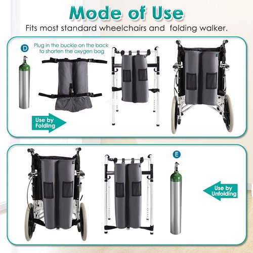 NEPPT Oxygen Tank Holder Portable Oxygen Cylinder Backpack For Wheelchair & Walker Medical Oxygen Tank Accessories Carrying Bag To Hang On Wheelchair Back For Travel Fits Canister Sizes D, C, M9