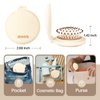 RHOS Folding Brush with Mirror for Women,Men and Kids-Small Brush with Mirror for Purse,Small Pocket Hair Brush with Soft Nylon Bristles-Portable Hair Brush with Mirror for Travel(Beige)