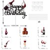 7Pcs Red Wine Happy Birthday Cake Topper Sets Black Glitter Beers Wine Glass Cake Decorations Set Celebrating Cheers to 21 30 40 50 60 Years Theme Birthday Party Supplies Set for Men Women