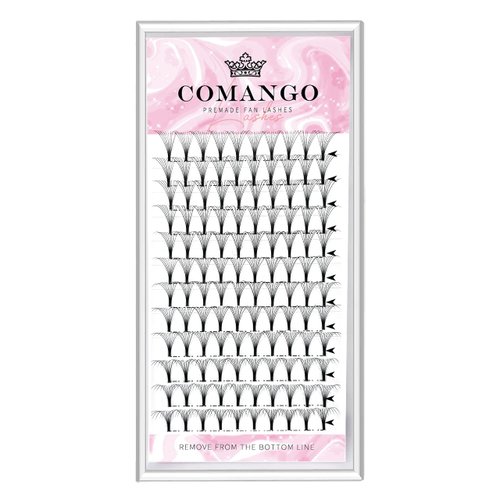 Volume Lash Extensions 10D Premade Fans Eyelash Extensions 0.07mm Thickness C/D Curl 12mm Short Stem Premade Volume Eyelash Extensions Flat Base Fans by CoMango