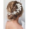 Catery Flower Bride Wedding Headband Silver Hair Vine Crystal Leaf Bridal Headpiece Floral Hair Piece Bridesmaid Wedding Hair Accessories for Women and Girls