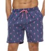 Nonwe Men's Beachwear Flamingo Print Relaxed Fit Soft Washed Swim Trunks Blue 36