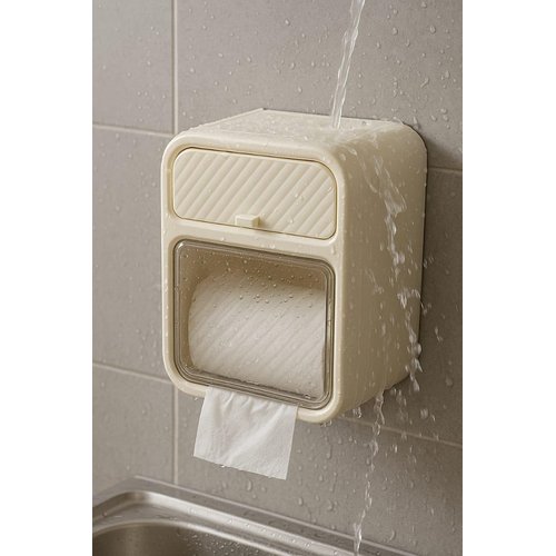 Toilet Paper Holder for Large Rolls Wall Mounted Free Standing Tissue Paper Dispenser Plastic Storage Box Waterproof Shelf with Cover,Space-Saving and Easy to Install No Drill Needed