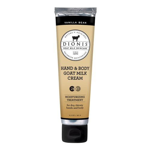 Dionis - Goat Milk Skincare Vanilla Bean Scented Hand & Body Cream (3.3 oz) - Made in the USA - Cruelty-free and Paraben-free