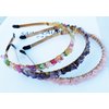FZBHRO Rose Quartz Headband Amethyst Hair Accessories Raw Crystal Quartz Hair Tiara Colorful Spiritual Crystal Beads Headband for Girls 3pcs