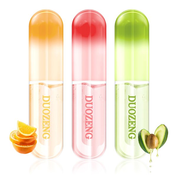 DuoZeng Lip Plumper Set,Lip Plumper Oil Gloss Moisturizing Lip Plumper Lip Care Serum,Hydrating Plump Gloss Reduce Fine Lines,Lip Plumper for Day & Night Use Set C（3Pcs）