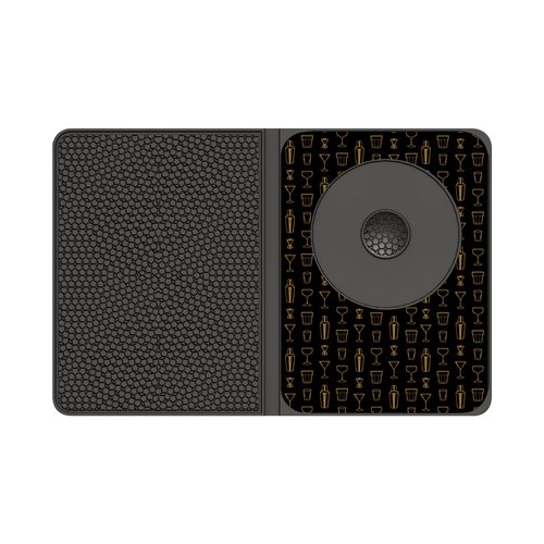 Talisman Designs Original Multi-Use Cocktail Bar Mat for Countertop | 9 x 12 | Black | Versatile Bar Spill Mat | Slice & Prep Cutting Board | Non-Slip Work Surface | Home Bar Accessory