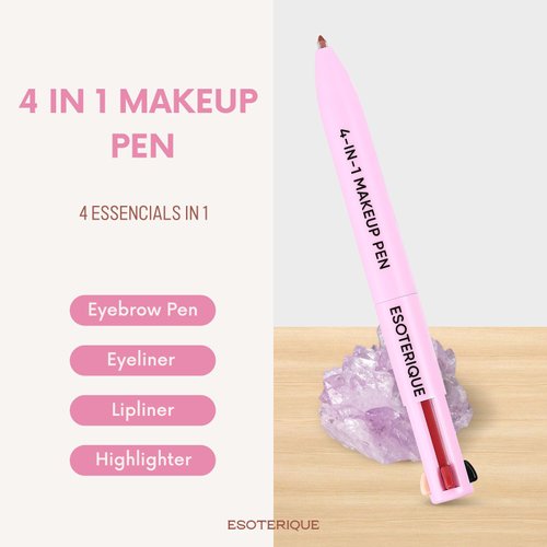 ESOTERIQUE 4 in 1 Makeup Pen, Eyeliner, Lip Liner, Brow Pencil, and Highlighter in One Pencil, Easy-To-Apply and Compact for Travel - Cruelty-Free & Vegan, Shade 01