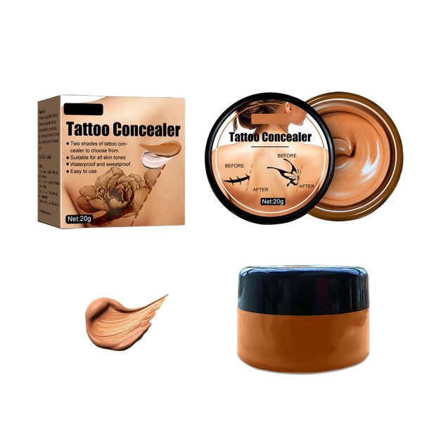 Tattoo Cover Up, Invisible Waterproof Concealer,Long Lasting Professional Skin Makeup Concealer Kit for Body Leg Tattoo, Scars, Dark Spots,Birthmarks,Gift for Men and Women