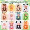 HAPGFS 12 PCS Mini Baby Dolls Set, Reborn Baby Doll 4 Inch with Feeding Bottles for Kids 3+, Girls Birthday Party Favors Realistic Babies with Animal Clothes for Easter Egg Filler