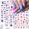 JinPren Cute Nail Art Stickers, 4 Sheets 3D Self Adhesive Cartoon Nail Decals, Acrylic Material, for Women Girls Nail Decoration