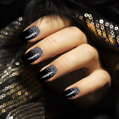 8 Sheets Nail Wraps for Women Nail Polish Strips Solid Color French Glitter Colorful Full Nail Polish Sticker, DIY Self-Adhesive Black White Sparkle Nail Art Decals Decor with 2 Piece Nail Files (128 Pieces)