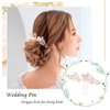 Foryysa Bridal Wedding Hair Pins for Women Rose Gold Rhinestone Pearl Vine Headpiece Elegant Flower Leave Handmade Headwear Sparkly Design