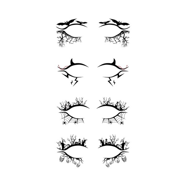 4 Pcs Halloween Eyeliner Stickers Face Tattoos Scary Spider Skull Bat Witch Eye Shadow Black Makeup for Women Party Decorations (Black Style1)