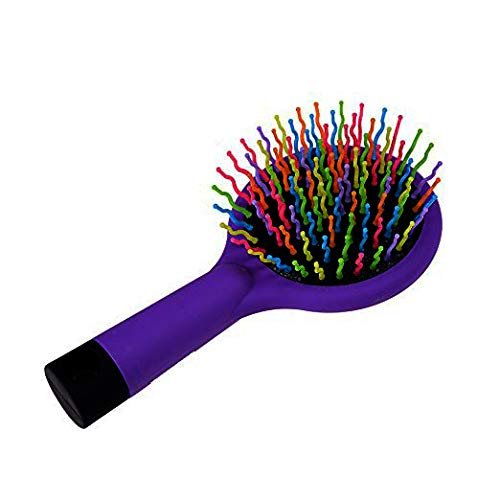 Pack of 3 Rainbow Bristle Volumizing Detangling Brush with Mirror