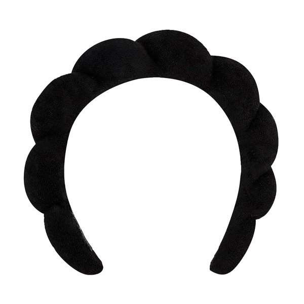 Araluky Women Spa Headband for Washing Face Makeup Headband Puffy Sponge Headbands Skincare Headbands for Women Girls Terry Cloth Headband for Skincare Makeup Removal Shower Hair Accessories (Black)