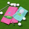 Vansolinne Golf Gifts for Women Golf Towels for Golf Bags with Clips Accessories Microfiber Waffle Pattern Pink Blue for Golf Fan Funny Birthday Retirement Gifts, Set of 2