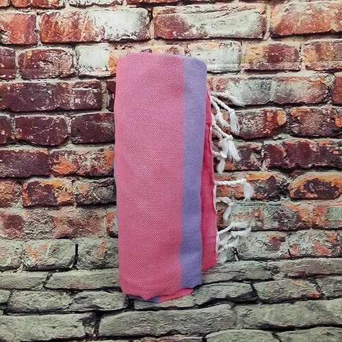 100% Cotton Anatolia Turkish Towel Surf Fouta Bath Beach Peshtemal Hamam Pool Yoga Mat Multi Color Scarf Classic Striped Blanket Tapestry Home Decor 35X70 Prewashed -Made in Turkey (Pink/Lilac)