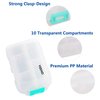 YEEHO Pill Case - Portable Supplements Tablet Container Box with 10 Compartments - Medicine Capsule Vitamin Foldable Organizer Dispenser Holder Storage for Travel Trip Pocket Purse - Clear White